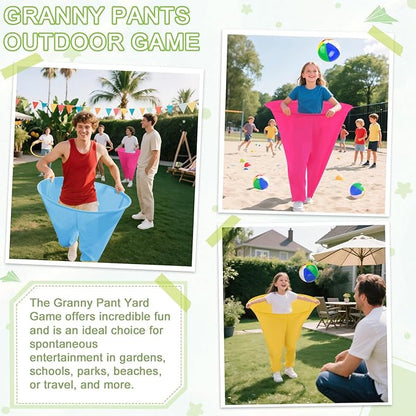 Granny Pants Yard Game Freaky Party Games Pants with Bouncy Balls and Air Pump Oversized Granny Pants Outdoor Game for Adults and Family Interactive Throwing Game for Group Gatherings