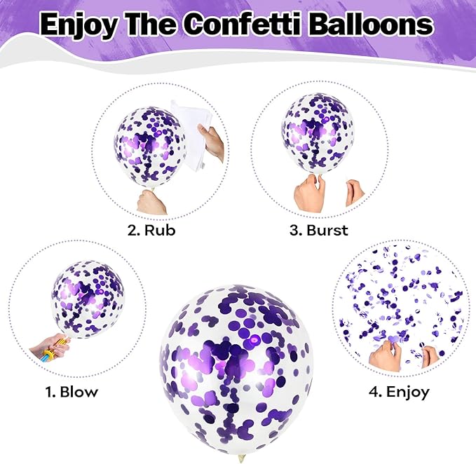Purple Pink Balloons 12 Inch Purple Pink Black Balloons 35 Pcs Mermaid Halloween Balloon Set with Metallic Confetti Balloon for Girls Wedding Bride Shower Baby Shower Birthday Party Decorations