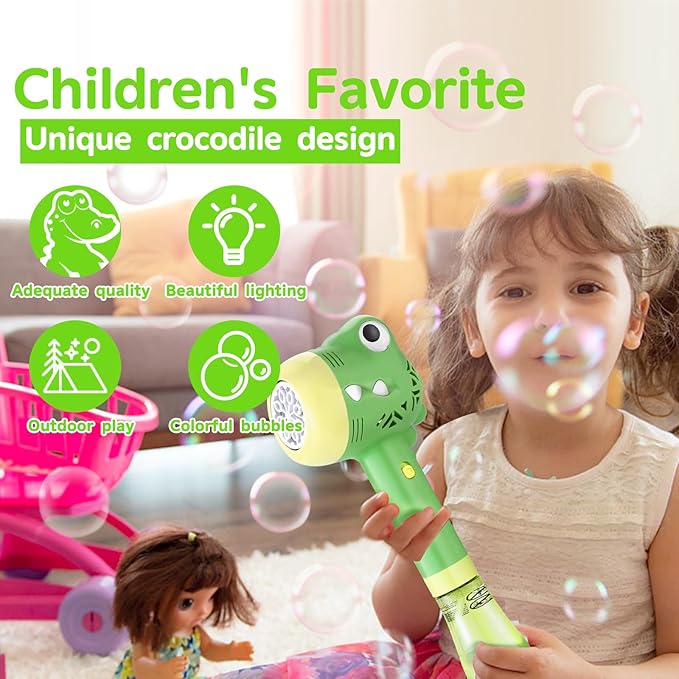 Bubble Machine Wand for Kids Toddlers Age 1 2 3 4 5 6 7 8 Years Old Birthday Party Easter Day Gifts with Music&Light Automatic Cute Baby Outdoor Outside Toy Game for Little Girl Boy Include Solution