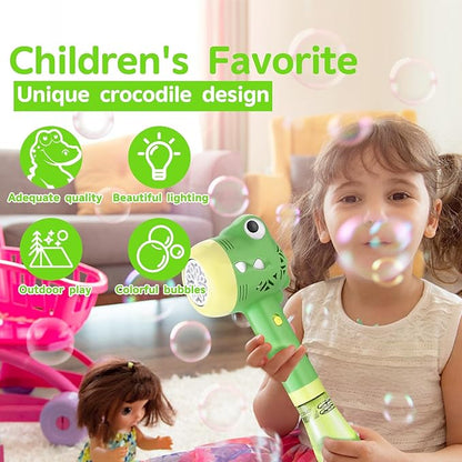 Bubble Machine Wand for Kids Toddlers Age 1 2 3 4 5 6 7 8 Years Old Birthday Party Easter Day Gifts with Music&Light Automatic Cute Baby Outdoor Outside Toy Game for Little Girl Boy Include Solution
