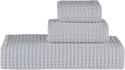sea me at home Waffle Bath Sheet Set, 100% Turkish Cotton, Includes 1 Bath Sheet, 1 Hand Towel, 2 Face Towels