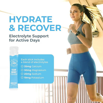 Curly's Clean Energy Caffeine & Electrolyte Sticks - Energize Your Favorite Drink - Keto, Paleo & Whole 30 Friendly - All Natural - No Sugar, No Calories, Non-GMO - 30 Flavorless Liquid Stick Packs