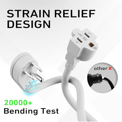 LUCKY TL 2 Pack Indoor Outdoor Extension Cord, 16/3 Gauge White Short Extension Cord 3ft, Waterproof Flexible Case, Made in Pure Copper, 13A 1625W 16AWG SJTW, 3 Prong Heavy Duty Wire, UL