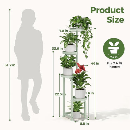 Bamworld Corner Plant Stand Indoor Outdoor, Tall Metal Flower Pot Stands for Multiple Plants, 4 Tier Mint Green Heavy Duty Plant Shelf for Patio Garden Balcony Living Room Bedroom(Patent Design)