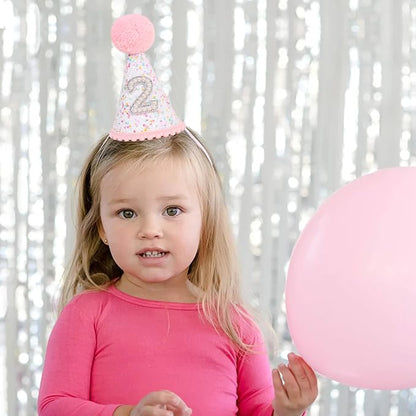Pink 2nd Birthday Hat - Colorful Dots, Two Sweet Decor, Sprinkle Second Birthday