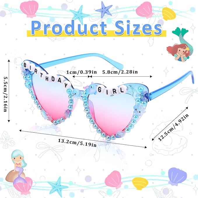 CIEHER Birthday Glasses for Women Girls Rhinestones Birthday Sunglasses Birthday Accessories Party Favors
