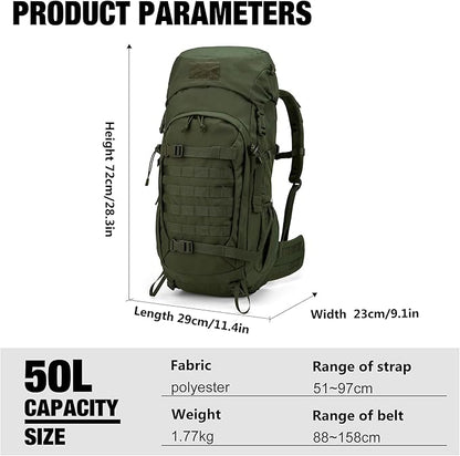 Mardingtop 50L Hiking Backpack,Backpacking Backpack with Rain Cover for Hiking,Backpacking,Rucking,Camping,Survival