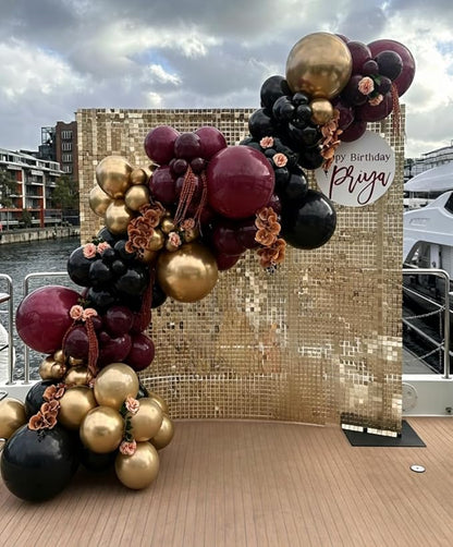 Burgundy Balloon Garland Arch Kit 162Pcs with Star, Burgundy Maroon Black Gold Balloon Arch Kit for 2026 Graduation Bridal Shower Prom Birthday Anniversary Bridal Shower Party Decor