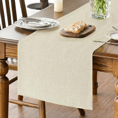 Artoid Mode Beige Table Runner, Seasonal Summer Fall Washable Kitchen Dining Table Decoration for Home Party Decor 13x36 Inch