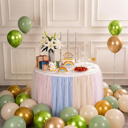 Sage Green Balloons 55Pcs Green and gold balloons 12inch Green And White Balloons for Birthday Wedding Bridal Baby Shower Engagement Party Decorations