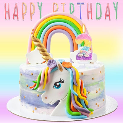 Rainbow Candles for Cakes, Number 2 Candle Rainbow Cake Topper for 2nd Birthday Decorations for Girl