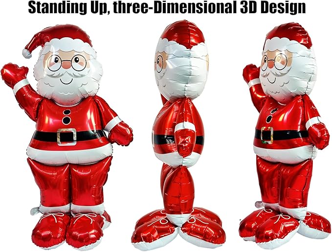 2pcs 61" Large Size Standing Santa Claus Foil Balloon, For Christmas Decoration, Christmas Tree Decoration and Xmas Party Supplies, Birthday Party Photo Booth Props