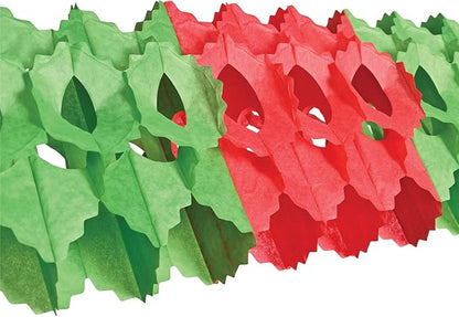 Beistle Red & Green Tissue Paper Hanging Garland Christmas Party Decorations, 5.5" x 12', Red/Green