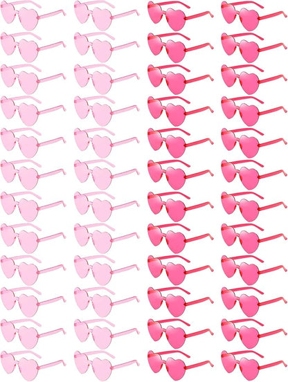 Matcheck 48 Pack Heart Rimless Sunglasses Frameless Colored Party Glasses Transparent Fun Eyewear for Adult