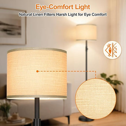 Floor Lamp Simple Design with Shade, Small Tall Lamps for Living Room Bedroom Office Dining Room Kitchen-Black