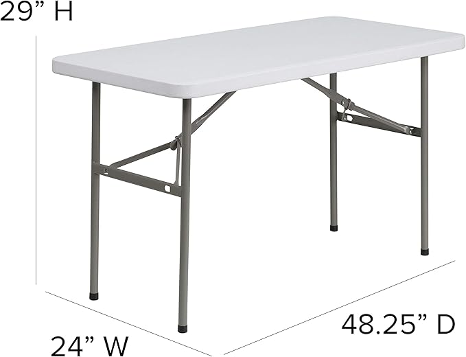 Flash Furniture Elon 4' Rectangular All-Occasion Plastic Folding Event Table, Folding Banquet Table for Indoor/Outdoor Events, White