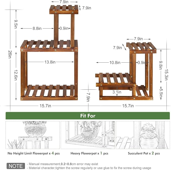 Plant Stand for multiple Plants Stands Indoor Outdoor Flower Pot Stand 5 Tiers Flower Shelf Rack Plants Stands for Patio Balcony Living Room （Upgrade 2 in 1 ）