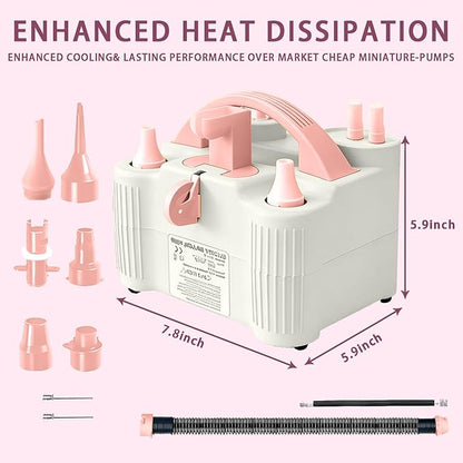 4-in-1 Electric Balloon Pump for All Balloons, Inflatables, and Sports Balls, Portable High Power Triple Inflating Ports for Latex Foil 260q Mylar Balloon