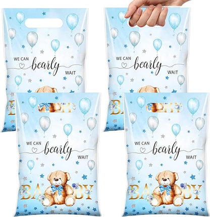 Pasimy 100 Pcs Treat Bags He is Risen Gift Bags Easter Party Goodie Candy Plastic Favor Pouches for Religious Theme Bible School Party Decorations Supplies(Blue,Bear)