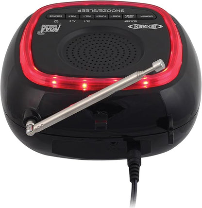 Jensen JEP-725 Digital AM/FM Weather Band Alarm Clock Radio with NOAA Weather Alert and Top Mounted Red LED Alert Indicator Ring