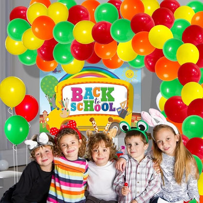 Red, Yellow, Green, Orange Balloons Set - 117PCS Rainbow Balloon Red Green Orange Balloons for Back To School Birthday Baby Shower Graduation Party Decorations