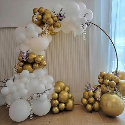 White and Gold Balloons Garland Arch Kit, White and Gold Confetti Latex Balloons for Graduation, Wedding, Baby Shower, Engagement, Birthday Party Decorations