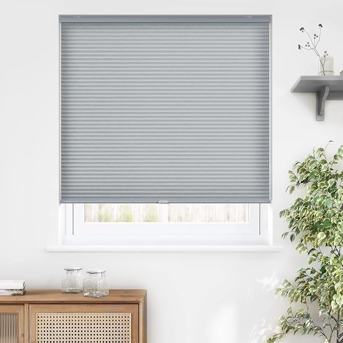 LazBlinds Cordless Cellular Shades, Light Filtering Honeycomb Shades for Home, Thermal Insulation Noise Reduction Blinds for Windows, 22'' W x 48'' H, Dark Grey