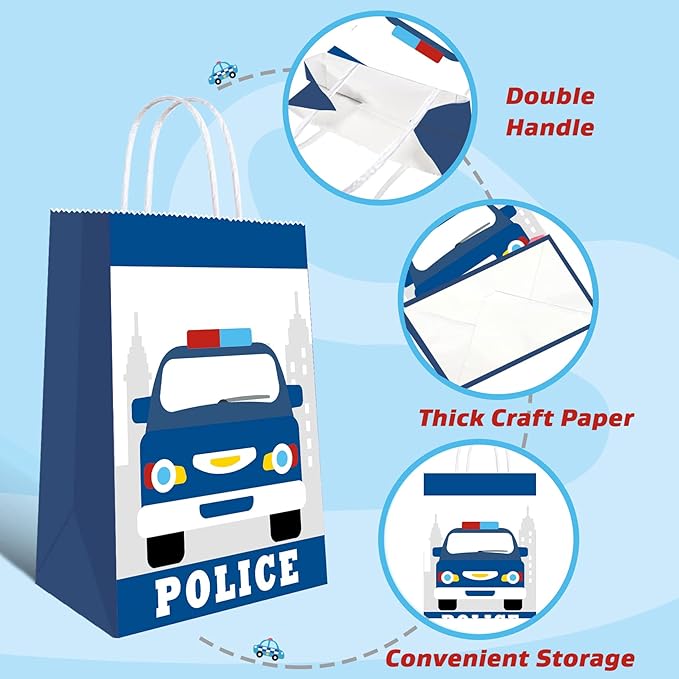 16pcs Police Decorations - Police Gift Bags & Favors for Kids' Policeman Party Supplies
