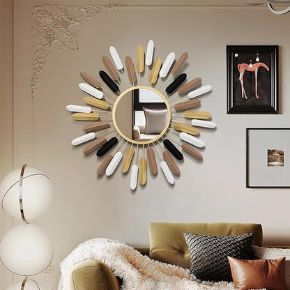 Sunburst Wall Decor Gold Sunburst Mirror,30”Gold Decorative Mirrors for Wall Handmade Living Room & Bedroom