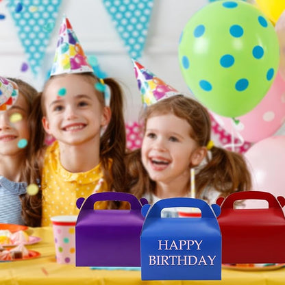 30-Pack Dark Purple Party Favor Treat Boxes, Goodie Boxes, Gable Paper Gift Boxes with Handles. Perfect for Purple Birthday Party Baby Shower Decoration Supplies
