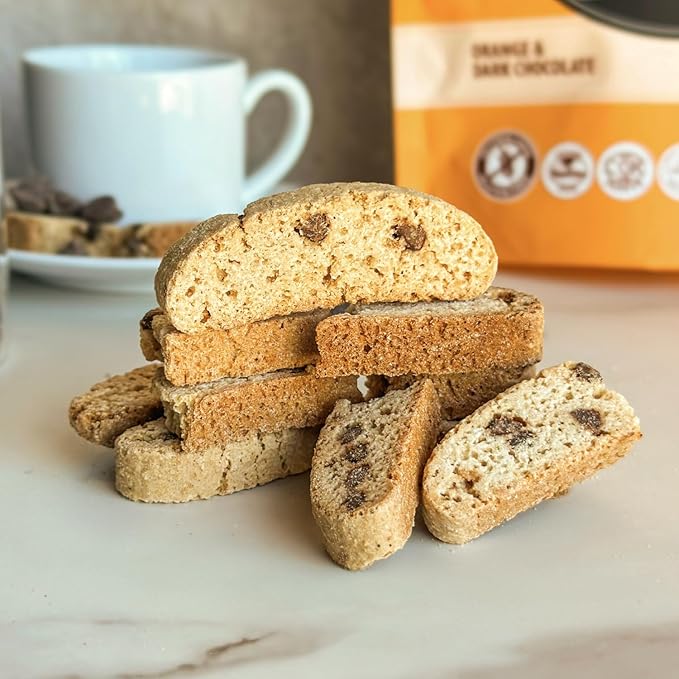 Tutti Gourmet Gluten Free Orange & Chocolate Biscotti, 9.9 oz (283g) Resealable Cookie Bag - Vegan and Halal Snacks