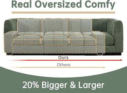 Morden Fort 96" L-Shaped Modular Sectional Sofa, Deep Seat Chenille Couch, Modern Sectional Couch for Living Room Apartment, High Density Foam, Green
