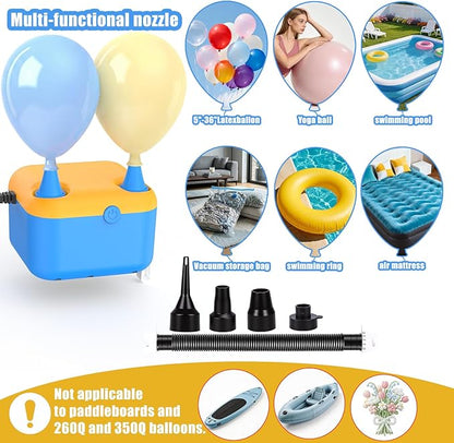 Electric Balloon Pump,6 in 1 Multifunctional Inflator with 6 Nozzles & Extension Tube,Fast Inflator Deflator Air Blower for Balloons,Party Decoration,Pool Floats Air Mattress,Inflatables & Vacuum Bags