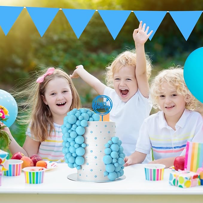 NACHLYNN 80 Pcs Cake Balls Decorations Mini Balloon Cake Topper Balls Foam Cupcake Toppers Balls for Cake Decorating Birthday Parties Weddings Anniversary (Light Blue)