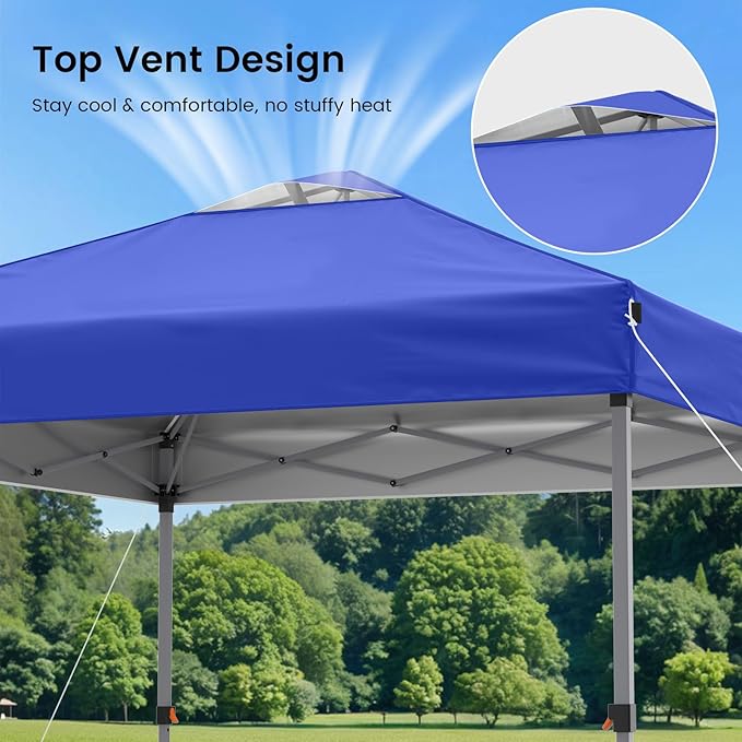 Raynesys Pop Up Canopy Tent with Sidewalls, 10x10ft 10 Person Party Tent One Push Setup, Portable Gazebo Outdoor Sun Shade for Events, Parties, Camping, Commercial, Silver Coated Top, Blue