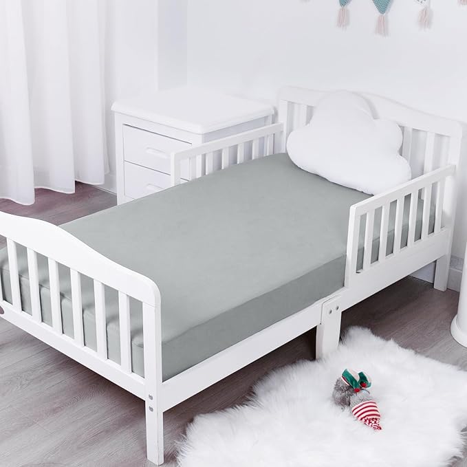 Waterproof Crib Sheets for Boys 2 Pack, Fitted Baby Crib Sheet Neutral 52" x 28" for Standard Crib and Toddler Bed Mattress, Soft and Breathable Kid Toddler Sheets for Boys or Girls, Grey & Navy