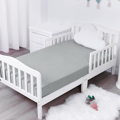 Waterproof Crib Sheets for Boys 2 Pack, Fitted Baby Crib Sheet Neutral 52" x 28" for Standard Crib and Toddler Bed Mattress, Soft and Breathable Kid Toddler Sheets for Boys or Girls, Grey & Navy