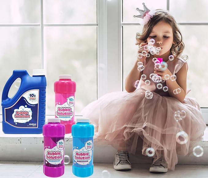 Pink 16oz Concentrated Bubble Solution 20-Pack, Refills up to 1.25 Gallons, Non-Toxic Concentrated Solution for Bubble Machines, Giant Bubble Wands, Bubble Gun and Blowers