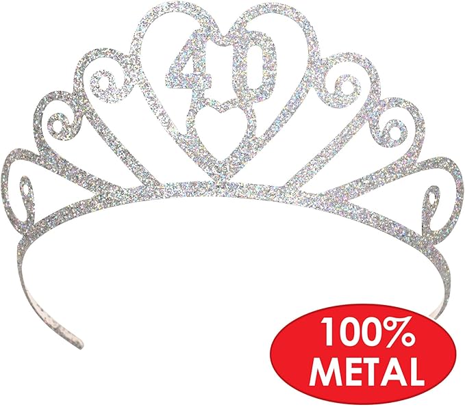 Glittered 40 Tiara Party Accessory (1 count) (1/Pkg)