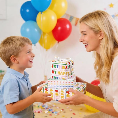 LaRibbons Birthday Wrapping Paper Roll - Colorful Happy Birthday Gift Wrap for Kids & Adults, Fun Party Design, Durable Gift Wrapping Paper for Birthday Presents