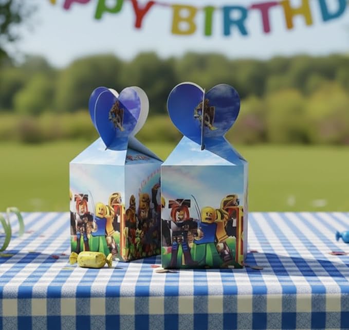 Pixel Game Candy Box Pack of 12, Birthday Gift Box and Party Favor Boxes for Boys Birthday Party Decorations, Gamer Party Decorations, Video Game Bday Decorations, Gift Bags Treat Boxes for Kids