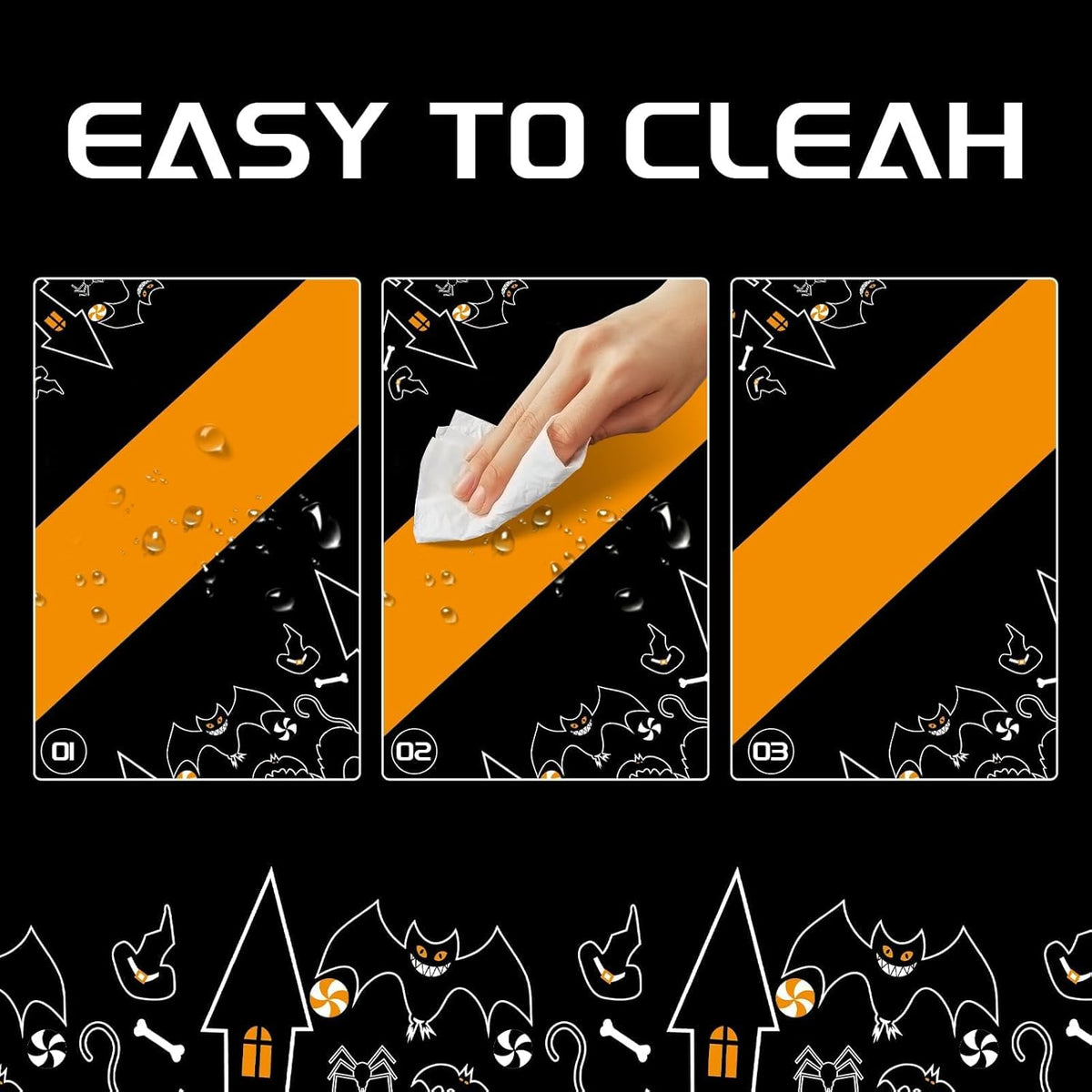Childom 3 Pack Halloween Tablecloths,Disposable Plastic Tablecloths 54" x 108" Halloween Decorations,Plastic Table Cover for Birthday,Party Supplies,Holiday Table Cloth for Home,Dinner,Indoor,Outside