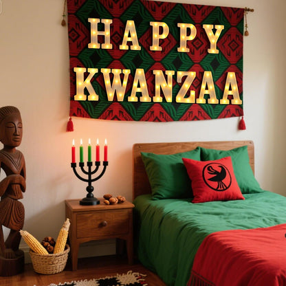 11 Pcs Happy Kwanza Large LED Letter Sign LED Lights Battery Powered Table Decorations for Party Favor Light Centerpiece Tabletop Decoration