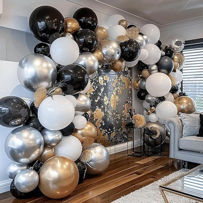 Captank Black Balloons Double Stuffed Balloon Garland Arch Kit Latex Different Size 18/12/5 inch for Birthday Graduation Anniversary Holiday New Year Halloween Ridder Star Wars Theme Party Decorations