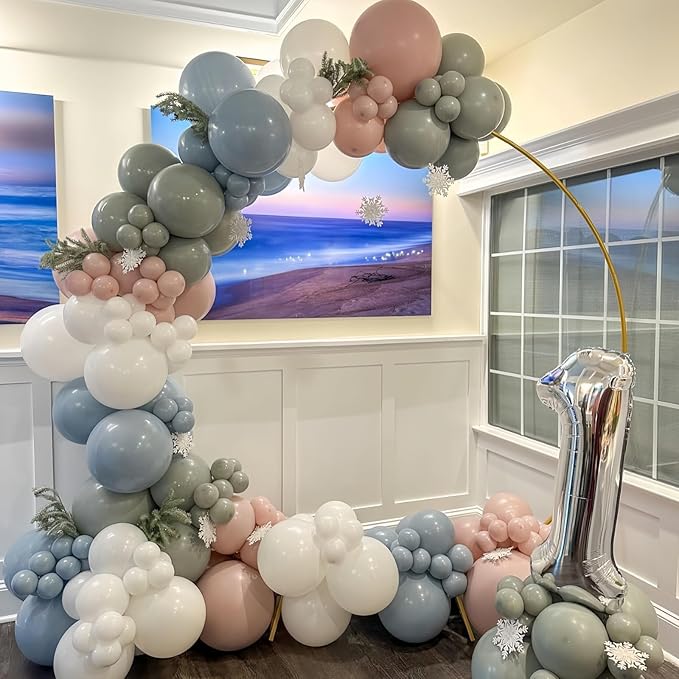 Pastel Blue Green Pink White Balloons, Muted Rainbow Dusty Pink Blue Sage Green White Latex Colorful Balloons for Boho Wedding Birthday Baby Shower Gender Reveal Woodland Floral Fairy Party Decor
