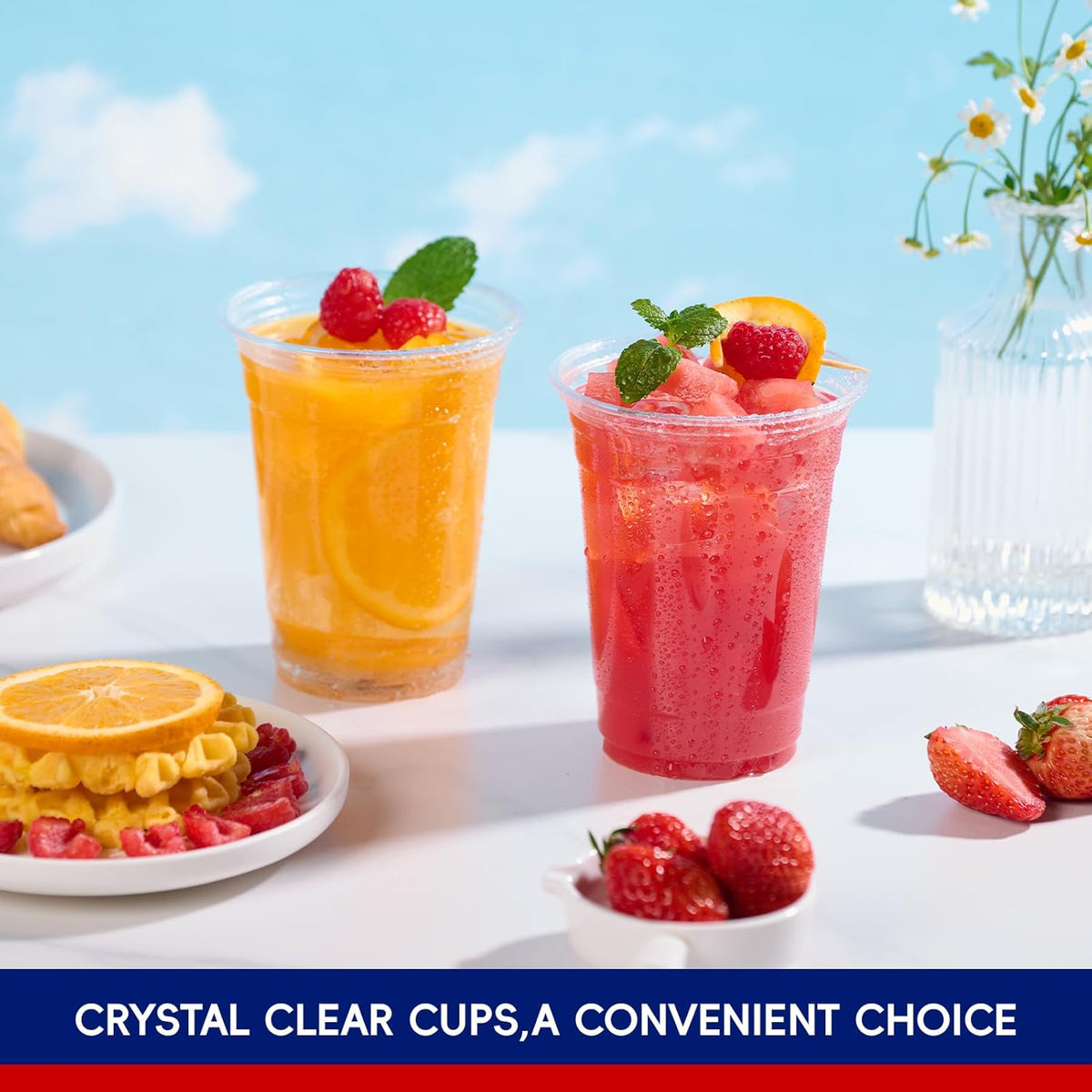 JOLLY CHEF 16 oz Clear Plastic Cups, 1000 Pack Disposable Plastic Cups, Party Drinking Cups Perfect for Water, Cold Coffee, Beer, Shakes, Smoothies, Juices, Beer, Iced Tea