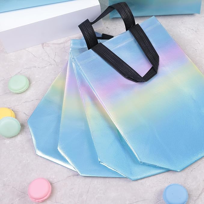VGOODALL 15PCS Reusable Iridescent Gift Bags with Handles, 8"x4"x10" Bulk Party Favor Bags for Party Gifting, Birthdays, Weddings, Goodie Treats
