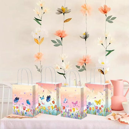 JeVenis 12 PCS Wildflower Party Favor Gift Bags Treat Candy Goodies Bags for Floral Flower Bridal Shower Baby Shower Birthday Wedding Party Supplies