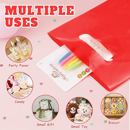 ANZNKU Red Party Favor Bags 100 Pcs, Goodie Bags Small Gift Bag for Kids Birthday Party, Wedding, Portable Treat Bag for Easter Candy, Goodies, Crafts(5.9x7.9 inch)