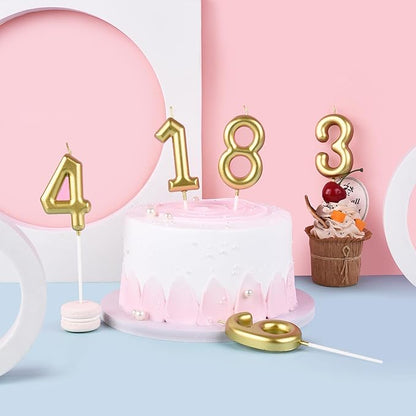 2.76 Inch Classical Gold 18 Number Birthday Candles, Gold Number Candles, Cake Number Candles, Party Celebration